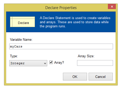 Declair array properties